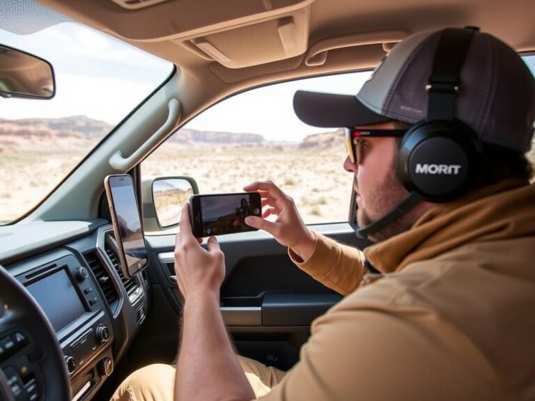 Author testing Ford Ranger phone mount on off-road trail