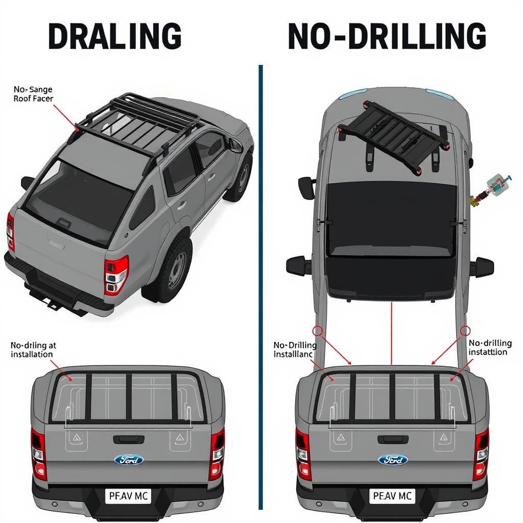 Comparison of drilling vs no-drilling roof rack installation methods