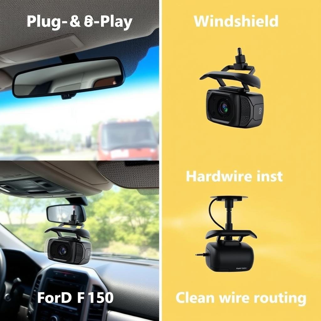 Different dash cam installation methods for Ford F-150