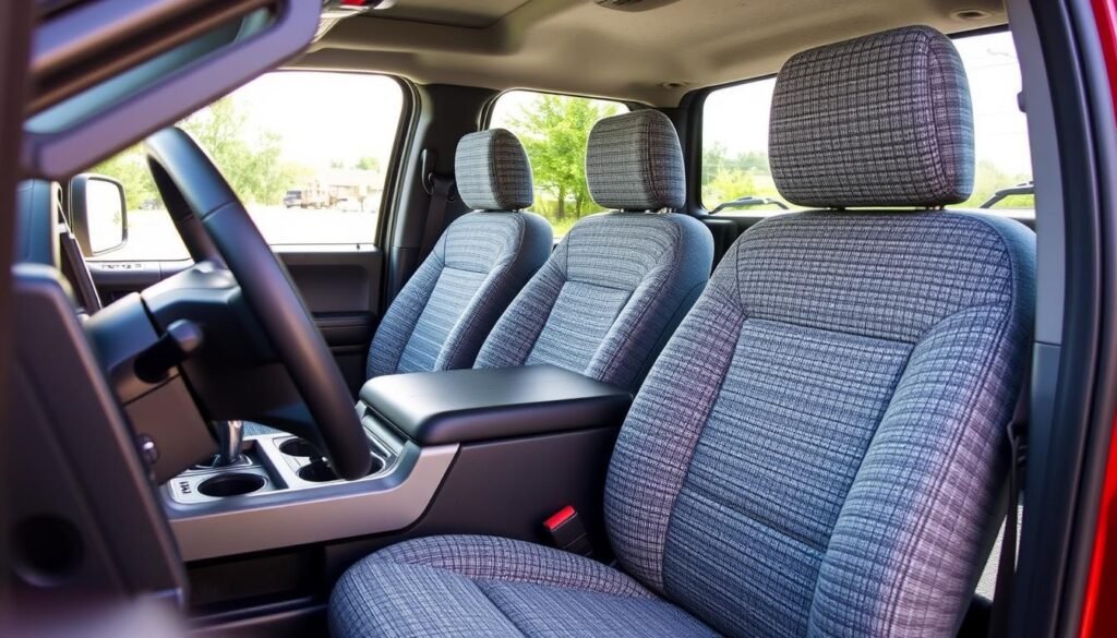 Fia OE Tweed Ford F-150 seat covers installed in a truck