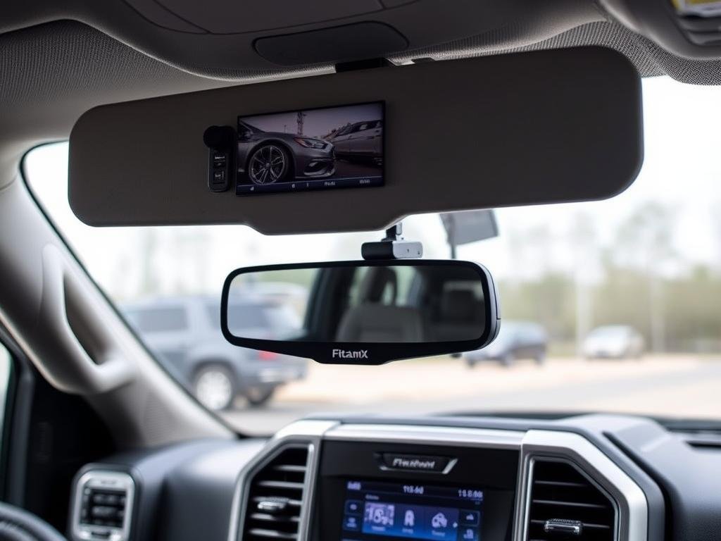 FitcamX dash cam installed in Ford F-150 showing OEM appearance