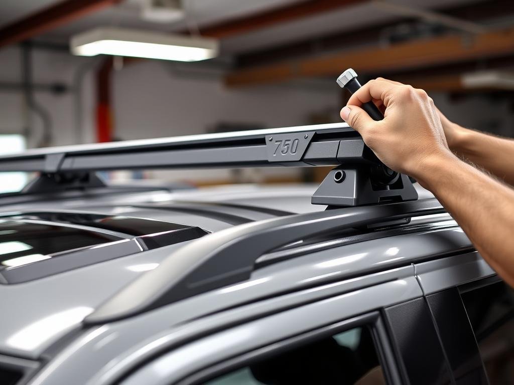 Ford F-150 roof rack installation process showing mounting points