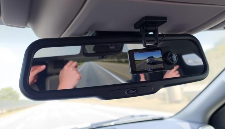 Ford F-150 with dash cam installed showing front view recording