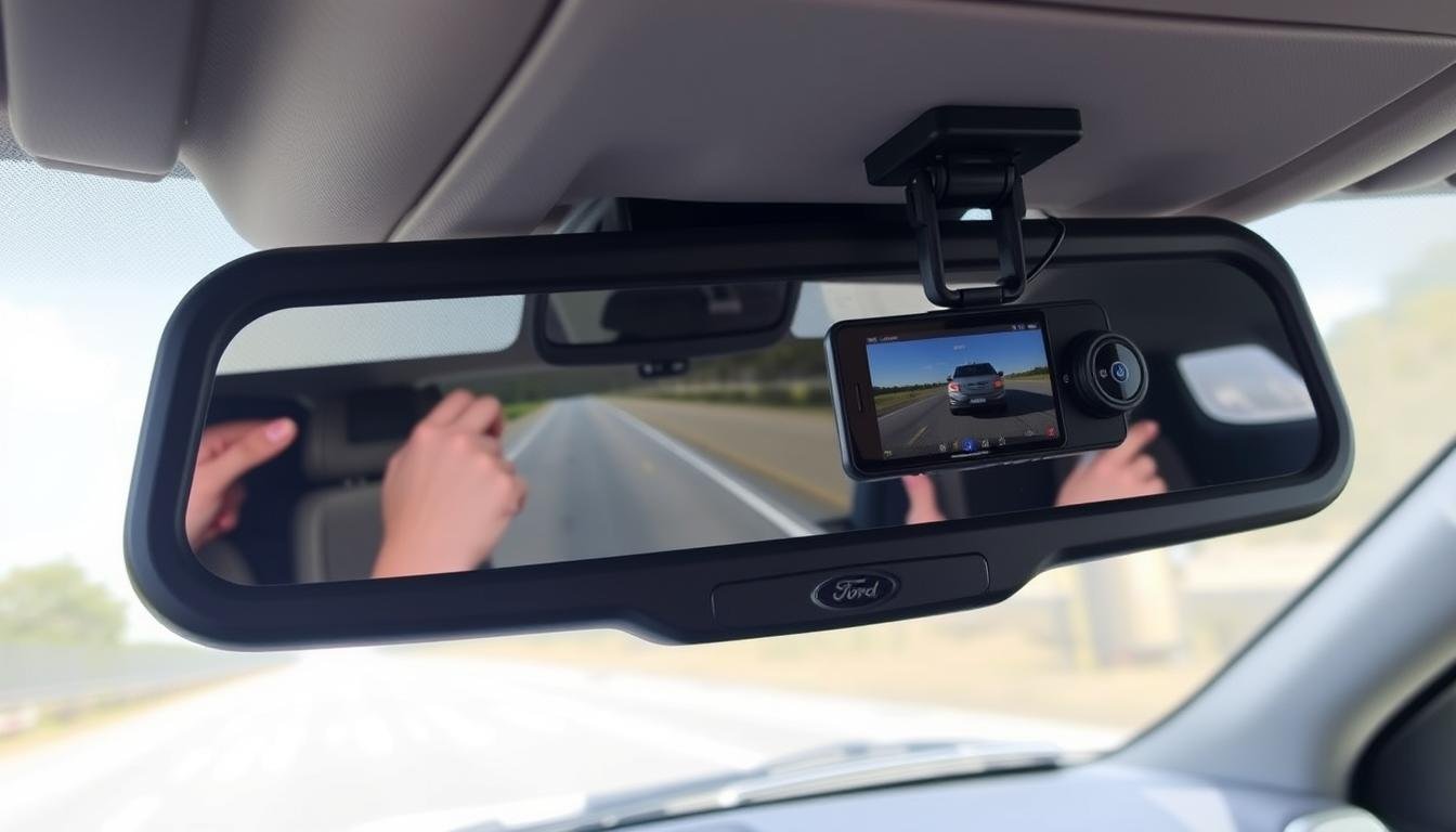 Ford F-150 with dash cam installed showing front view recording