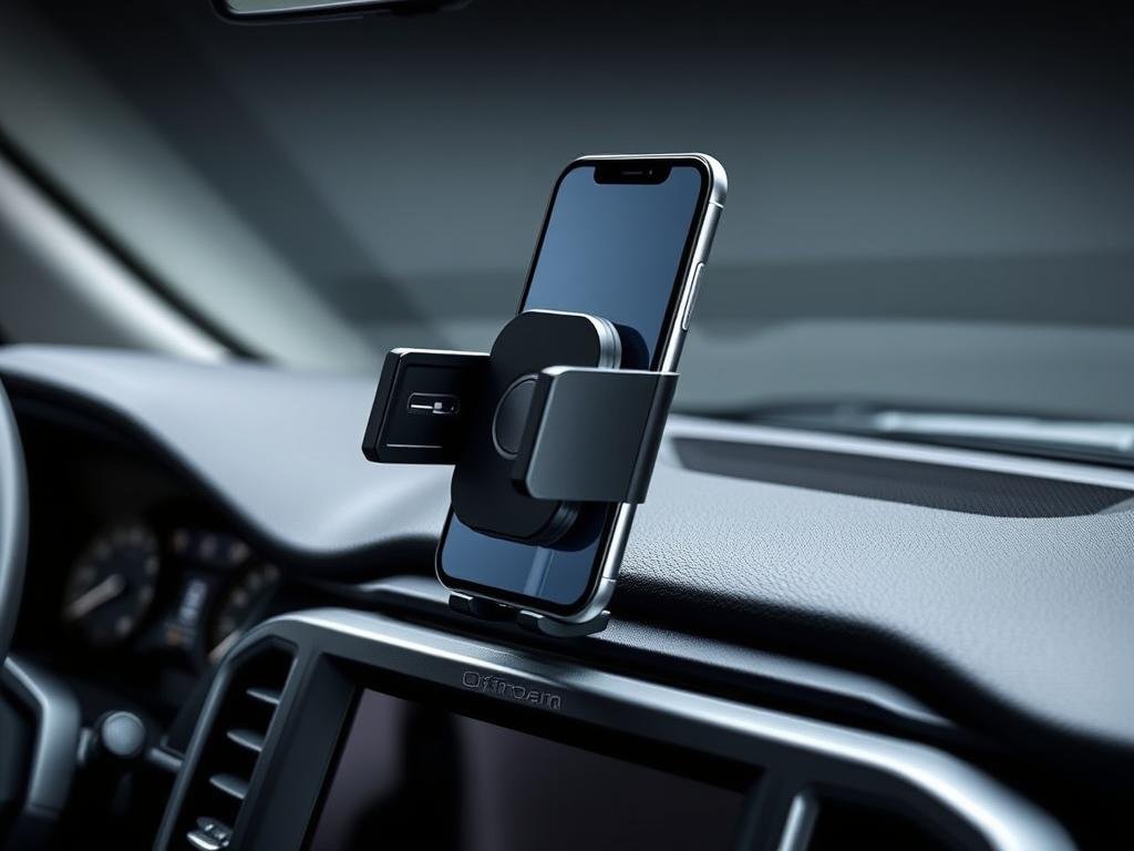 Offroam Ford Ranger phone mount installed on dashboard