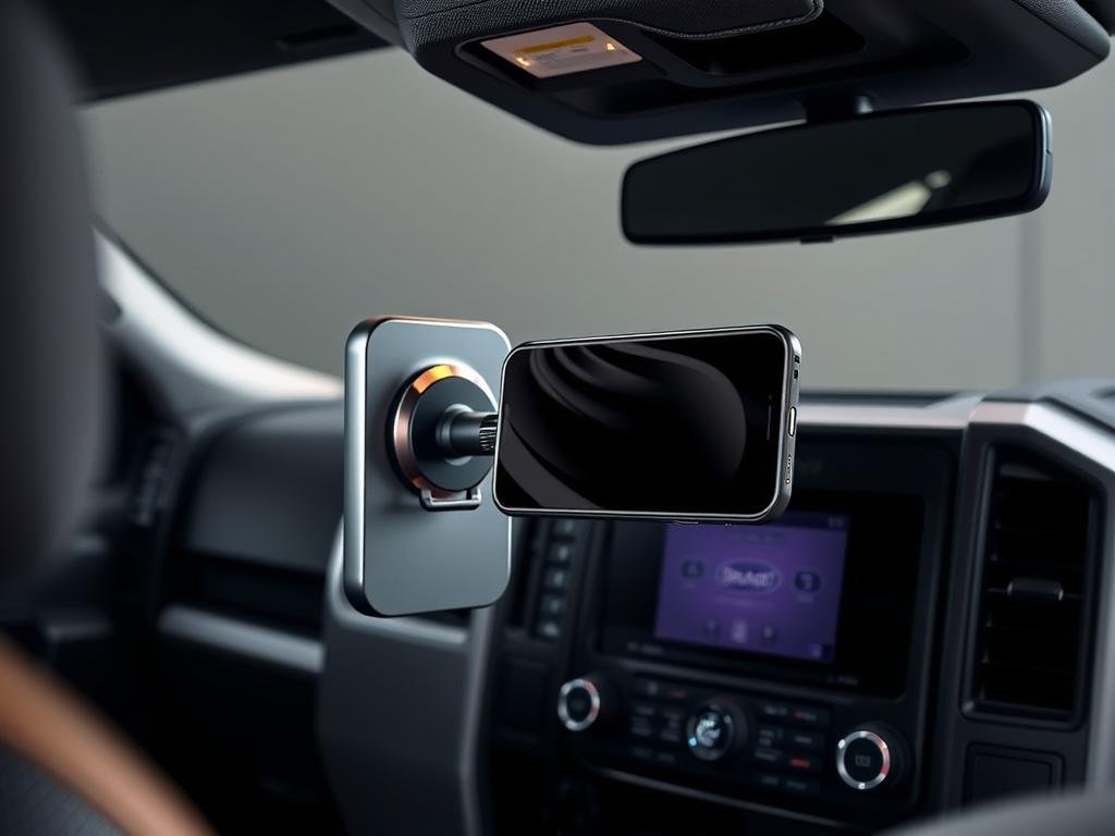Offroam MagSafe-compatible Ford F-150 Phone Mount installed (Author-Owned)