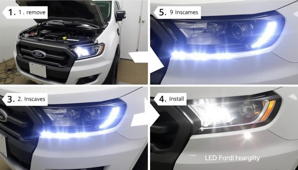 Step-by-step installation of LED headlights on a Ford Ranger