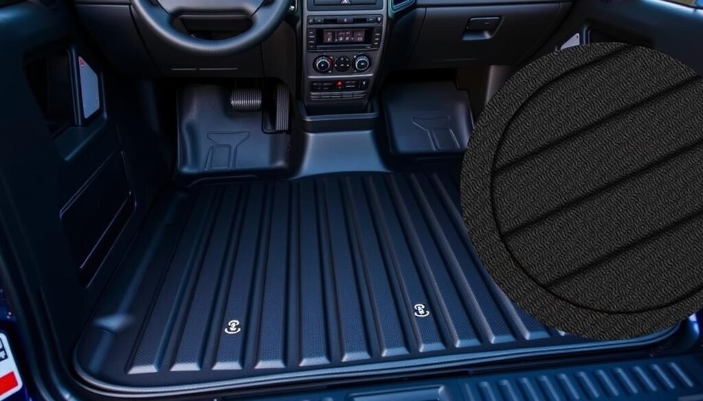TuxMat Custom Floor Liners in a Ford Ranger showing luxury finish