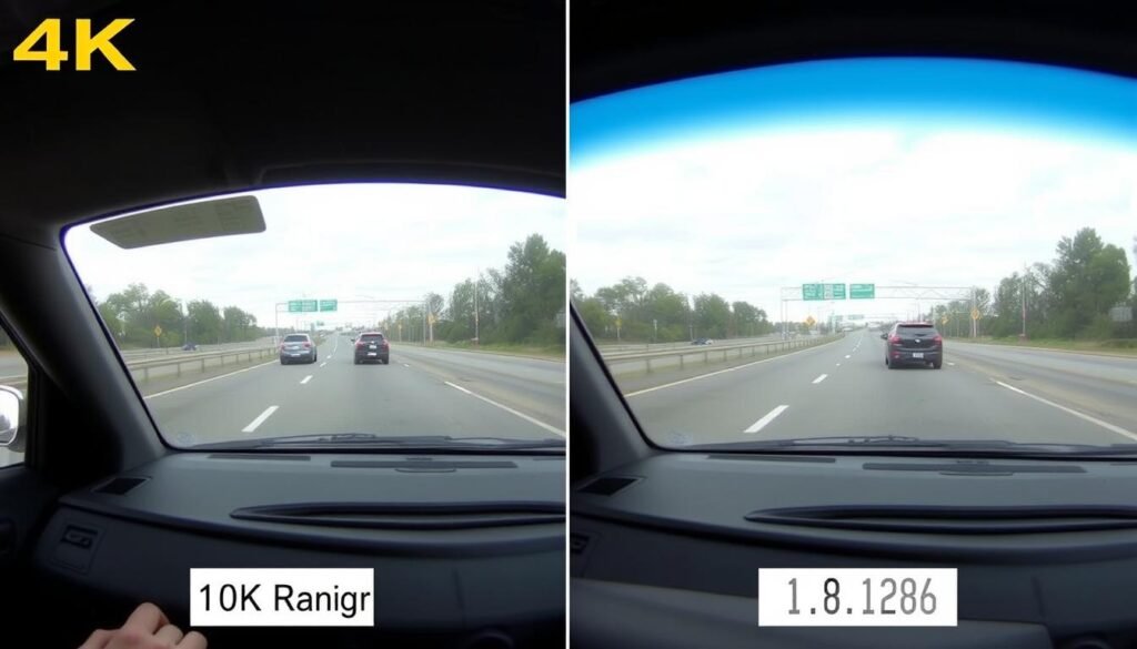 Video quality comparison between 4K and 1080p dash cams in Ford Ranger