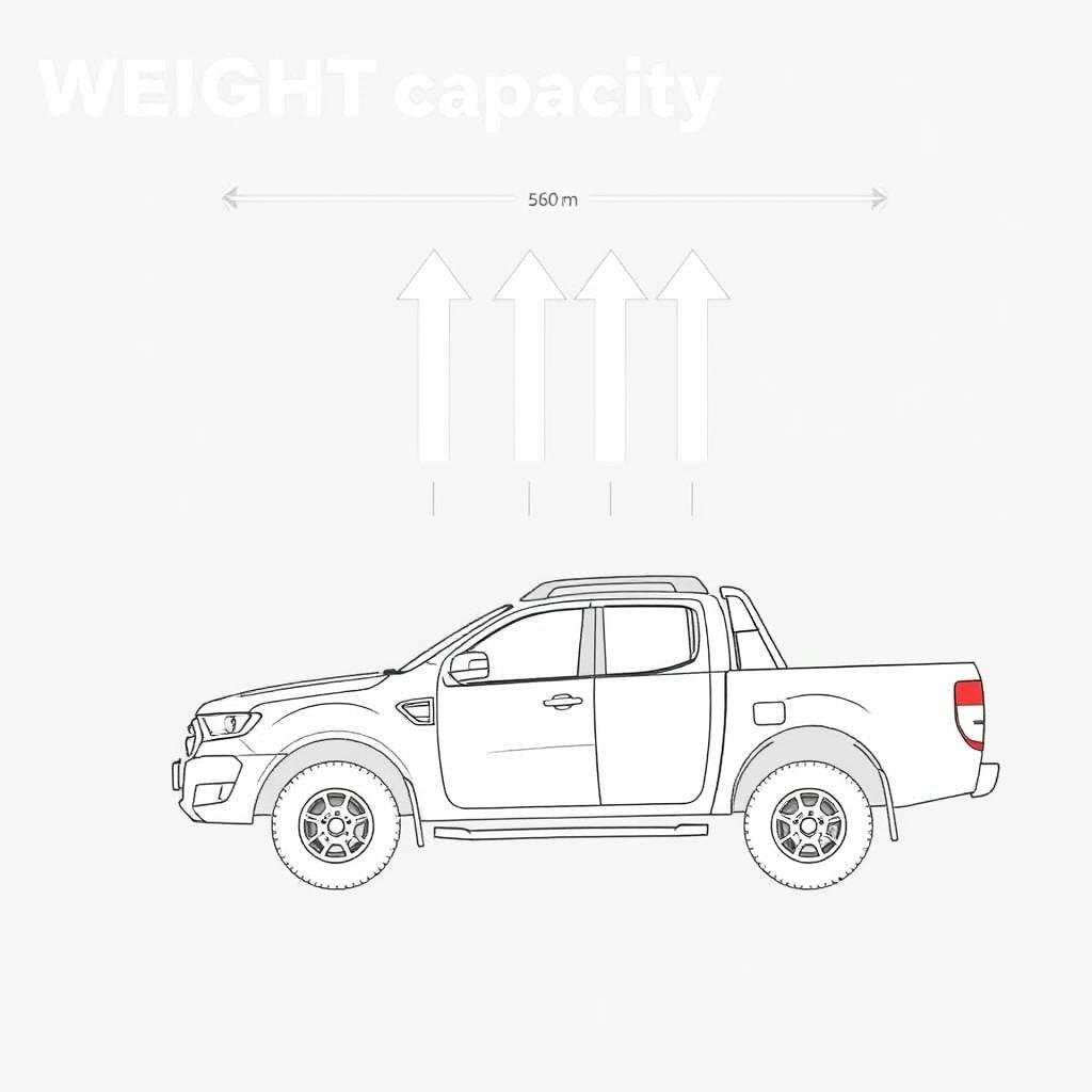 Weight capacity diagram for Ford Ranger roof rack